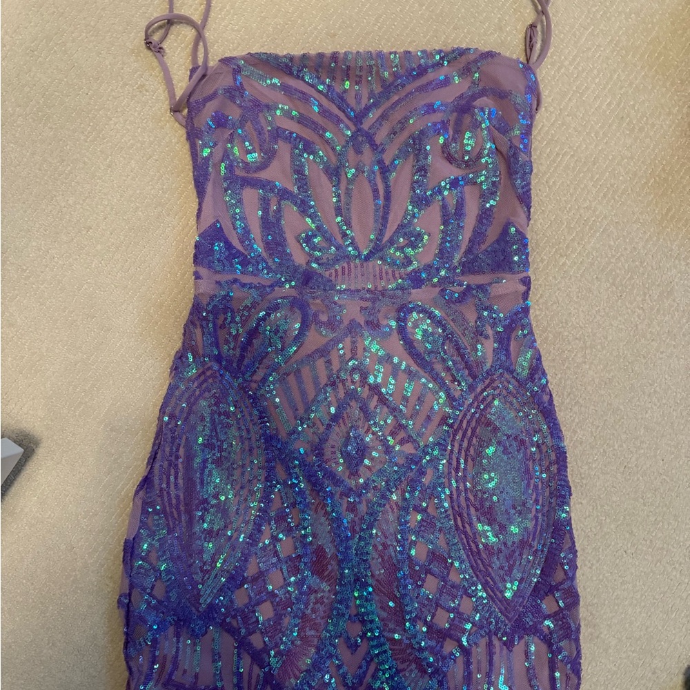 Lucy in the Sky Mini Purple Sequin Bodycon Dress (never worn)